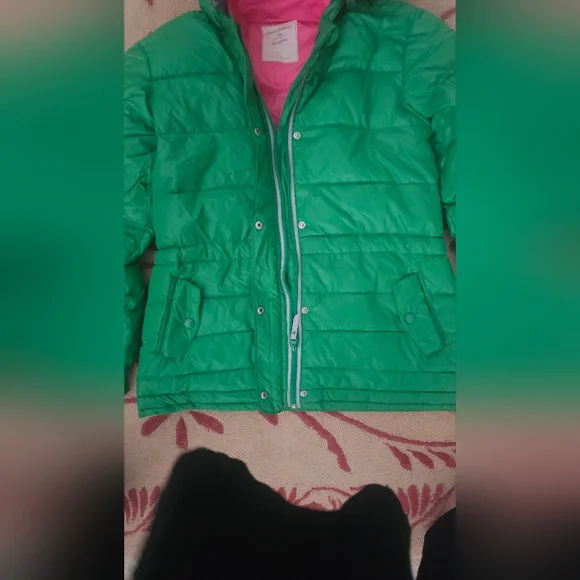 Hannah Anderdon Green Hooded Puffer Jacket Size 160 - Picture 3 of 8